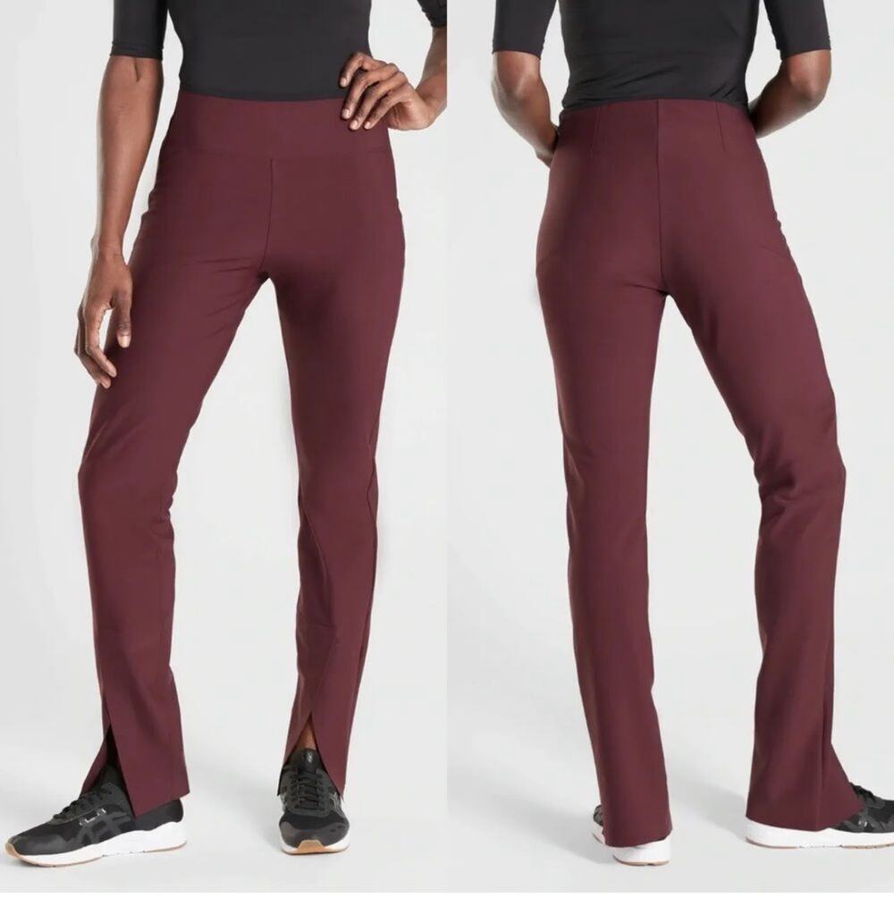 Athleta Pants Womens 6 Burgundy Interstellar Side Zip Ankle Slit City Minimalist